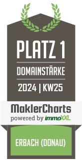 MaklerCharts KW 24/2024 - BOBER Immobilien ist bester Makler in Erbach (Donau)