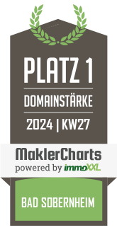 MaklerCharts KW 26/2024 - Immobilien Pra ist bester Makler in Bad Sobernheim