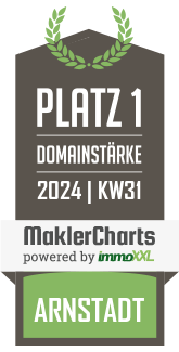 MaklerCharts KW 30/2024 - WIEDEMANN IMMOBILIEN ist bester Makler in Arnstadt