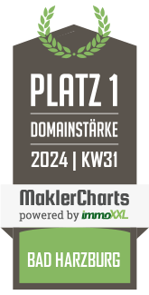 MaklerCharts KW 30/2024 - Volker von Wlfing Immobilien GmbH ist bester Makler in Bad Harzburg