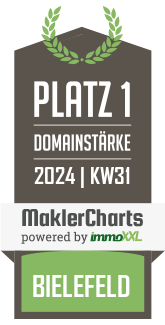 MaklerCharts KW 30/2024 - Jorewitz Immobilien IVD ist bester Makler in Bielefeld