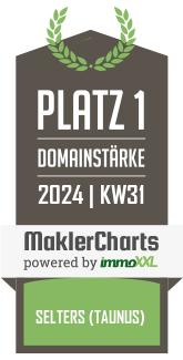 MaklerCharts KW 30/2024 - Wessinghage Immobilien e. Kfr. IVD ist bester Makler in Selters (Taunus)