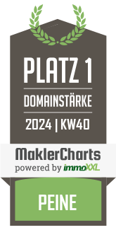 MaklerCharts KW 39/2024 - Dipl.-Ing. Dirk Dobberstein Immobilien ist bester Makler in Peine